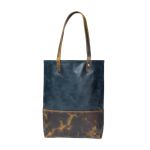 Two-Tone Leather Tote Bag – Navy & Distressed Brown Shoulder Carry