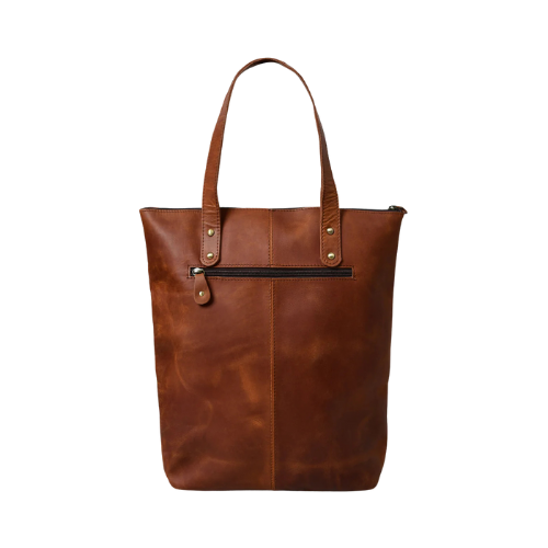 1-2.png Classic Tan Leather Tote Bag - Image 1