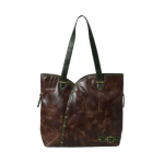 Brown & Green Accent Leather Tote Bag - Image 2