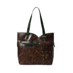Brown & Green Accent Leather Tote Bag