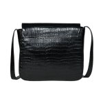 Black Croc-Embossed Leather Shoulder Bag