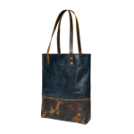Two-Tone Leather Tote Bag – Navy & Distressed Brown Shoulder Carry - Image 3